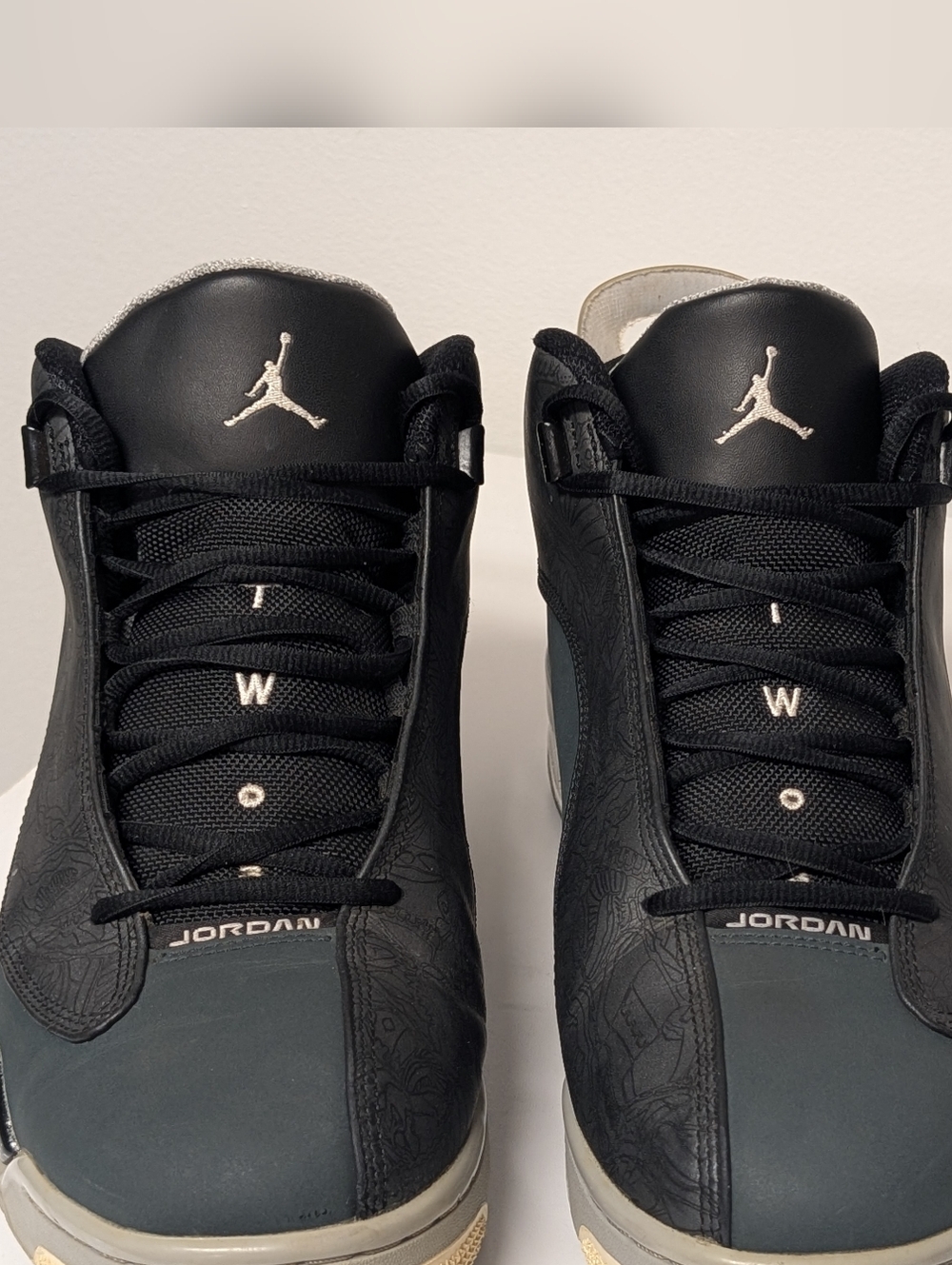 Jordan Dub Zero Blk/Wht-Classic Charcoal-Wolf Grey Size 12
